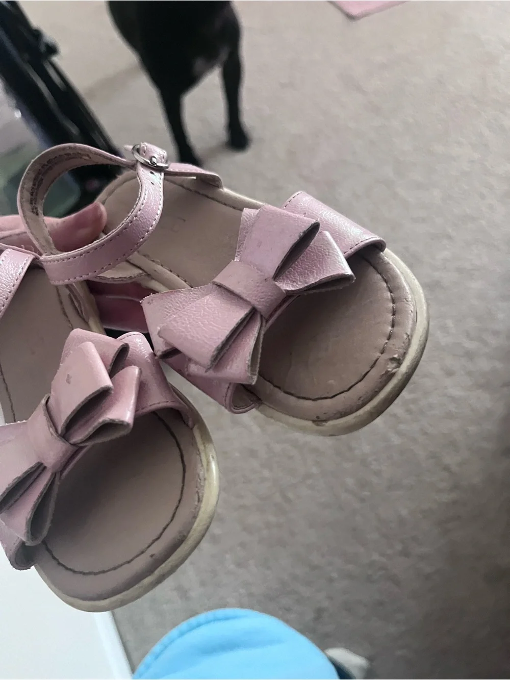 Girls' Pink Bow Ankle-Strap Sandals